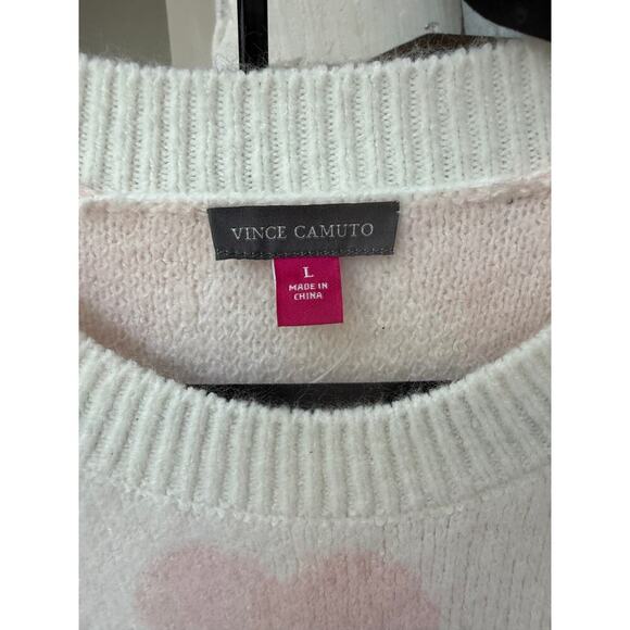 Vince Camuto Pink Heart Pearl Crewneck Sweater Size L - Picture 7 of 7